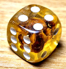 2 - Baltic Amber inside Dice Cube Decorations Souvenir Gift 15 mm, Handmade picture