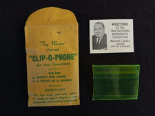 Vintage 1968 Chicago Democratic Convention Clip-O-Phone Sticker Mayor Daley Lot picture