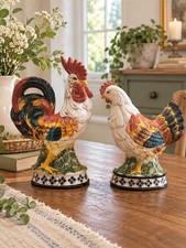 Vtg Large Rooster Hen Figurines Set Farmhouse Chicken Decor Country Kitchen Read picture