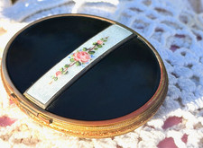 Rare 1920s Bliss Bros Guilloche Enamel Double Compact • Stamped B.B. Co. Trifold picture