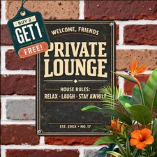 Man Cave House Rules Wall Plaque Vintage Rustic Den Bar Decor Metal Tin Sign picture