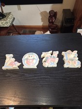 Bunny L-O-V-E Letters Nursery Easter Decor Wall Hanging Love Display Burwood Vtg picture