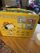Vtg 1974 Peanuts Snoopy Beagle Scout Metal Lunchbox Thermos King Seeley picture