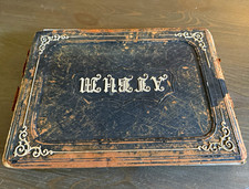 Antique 1870s French Friendship Album Handwritten Poetry Art Flowers Post Cards picture