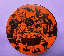 Antique Vintage J. Chein Halloween Tin Litho Witch Bat JOL Toy Noisemaker picture