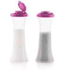 Tupperware Large Hourglass Salt and Pepper Shakers Set New -Magenta- NEW picture