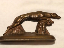 Vintage Bronze Running Greyhound Door Stop Heavy Metal Book End Sculpture picture