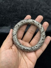 Vintage Beautiful Tibetan Silver Dragon Carving Lucky Bracelet /Bangle picture