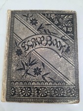 vtg antique 1876 Victorian scrapbook with trade cards paper cutouts advertising picture