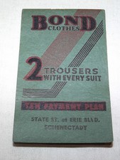 VINTAGE 1936-1937 BOND CLOTHES 2 TROUSERS EVERY SUIT SCHENECTADY NY NOTE PAD picture