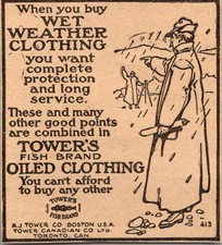 AJ Tower Co Ltd Wet Weather Clothing Toronto CAN 1906 Minneapolis Ad 5AL1-S1 picture