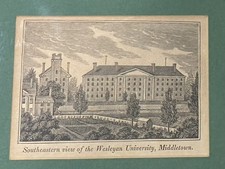Antique 1838 Wesleyan University Middletown CT Engraving J.W. Barber Framed  picture