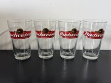 VINTAGE BUDWEISER BEER 16 0Z CLASSIC AMERICAN LAGER SET OF 4 GLASSES picture