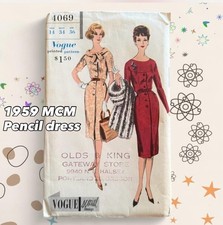 Vogue 8098 VTG 1959 FF UC pencil Dress Pattern Sz 12 B32 Complete Rare MCM picture