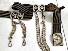 Antique Texas Masonic Knights Templar Sword Belt Chains Red Cross Early 1900s picture