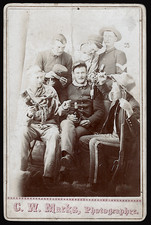 Sepia Cabinet Card Photo of Uniformed Men w/ Rifles, C. W. Marks, Original, Fun picture