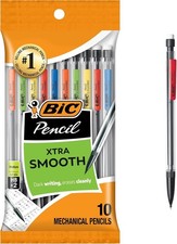 BIC Xtra-Smooth Mechanical Pencils with Erasers 1 Pack of 10 Black Erasers NEW picture