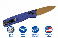 Benchmade 535FE-05 Bugout Knife Crater Blue Grivory Handle S30V Steel EDC Knife picture