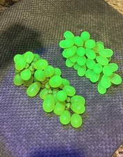 2- VTG Art Nouveau Czech Green Grape Clusters Uranium (Glows) Vaseline Glass picture