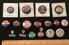17 ASSORTED POLITICAL PIN BUTTONS VINTAGE DEWEY WALLACE COOLIDGE HOOVER DONOVAN picture