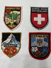 SET OF (4) VINTAGE 1970 ALPS PATCHES - AUSTRIA, SWISS, ZERMATT, INNSBRUCK (Mint) picture