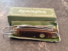 NOS 1980s Remington UMC R4 Utility Camp Folding Pocket Knife W/Box Paperwork Vtg picture