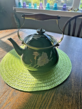 Vintage Mikasa Grand Chef Charisma Black Enamel Floral Tea Kettle UN710 2.5qt picture