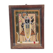 Vintage Framed Krishna Shri Nath Ji Nathdwara Pichwai Painting Indian picture
