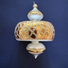 Vintage RARE 1988 Christopher Radko Spin Top Gold White Sputnik Ornament Ex. Con picture