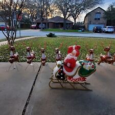 Vintage General Foam USA Lighted Outdoor Santa Sleigh and 8 Reindeer Complete  picture