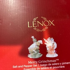 Lenox Merry Grinchmas Grinch Porcelain Salt & Pepper Set 4 inch NEW in Box picture