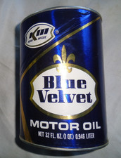 KM KERR-MCGEE BLUE VELVET MOTOR OIL QUART CARDBOARD CAN - VINTAGE PAT PENDING picture