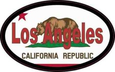 4 x 2.5 Oval Californian Flag Los Angeles Sticker Car Truck Vehicle Bumper Decal picture