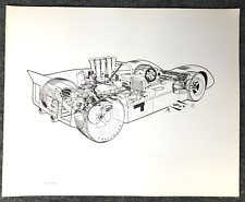Cutaway Illustration McLaren M8A1 1968 Can-AM Racing Car Print Art 16