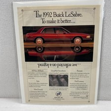 Vintage 1992 Print Ad Buick LeSabre Car Genuine Magazine Advertisement Ephemera picture