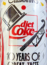 Vintage 1992 Diet Coke 10th Anniversary Commemorative Soda Can Collectible Empty picture