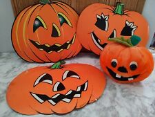 Vtg Halloween Beistle Cardboard Pumpkin Jack O Lantern Cutouts Dakin Plush Toy picture