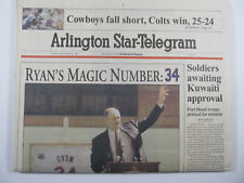 Vintage Souvenir Edition Newspaper 1996 Nolan Ryan's Texas Rangers #34 Retired  picture