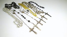6 Vintage Sterling Crucifixes w/ Rosary Beads Silver Crucifix Lot picture