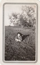 Vintage Photo Woman Lying Down Plowed Field Farm Rural America Artistic picture