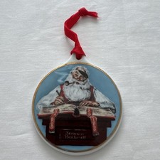 NORMAN ROCKWELL SANTA CHECKING HIS LIST Vintage 1984 Christmas Ornament picture