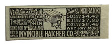 1900's 1903 Print Ad Invincible Hatcher Co Springfield Ohio Auto Egg Incubators picture