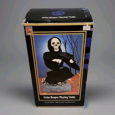 Vintage Gemmy Grim Reaper Playing Violin Animatronic 1996 Halloween Decor Works picture