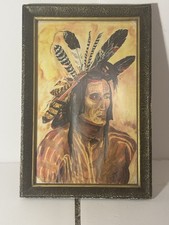 Vintage 1967 Mato-Tope Mandan Chief Oil Painting by Judy Hutton After Bodmer picture