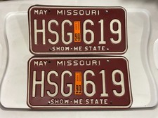 Missouri License Plate Pair of License Plates 1990 MAY HSG 619 picture