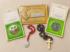 Vintage Catholic Lot St Jude Travel Medallions Auto League Rosaries picture