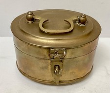 Vintage Solid Brass Footed Jewelry Box w/ Lid picture