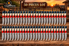 Lot of 50 Rasp Steel Cowboy Knife | Texas Flag Resin Handle, Leather Sheath picture