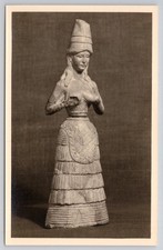 Ancient Cretan Minoan Goddess Statuette Postcard Fitzwilliam Museum Cambridge picture