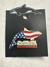 Sea World Orlando Pin Killer Whale American Flag Orca Rare 2x1.25 Seaworld New picture